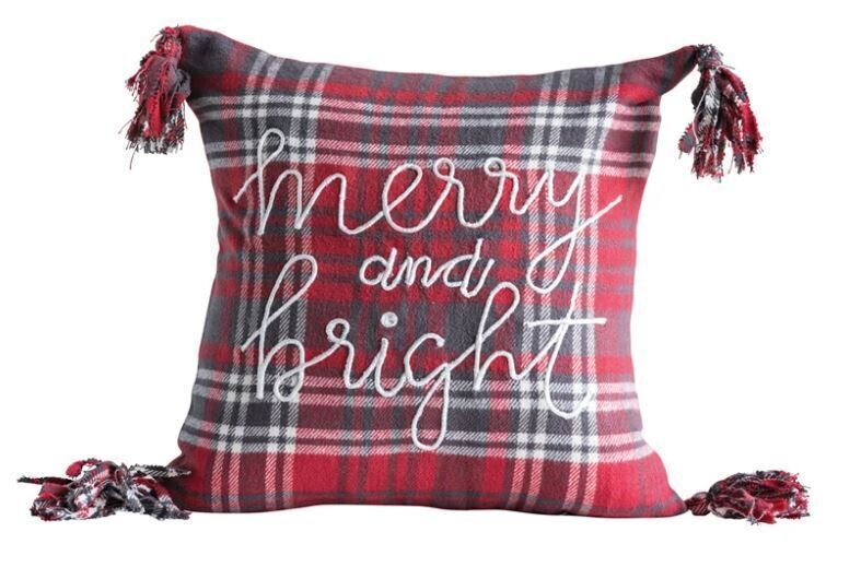 Merry &amp; Bright Plaid Pillow 18&quot;