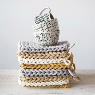 8" Square Cotton Crocheted Potholder