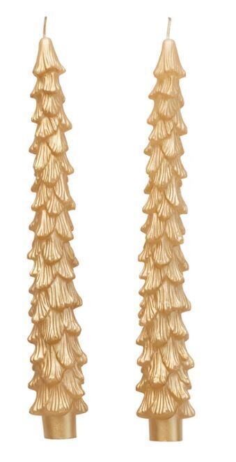 Gold Tree Shaped Candle 2 Pk