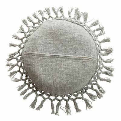 Rosie Round Cotton Pillow, Lt Grey 16"