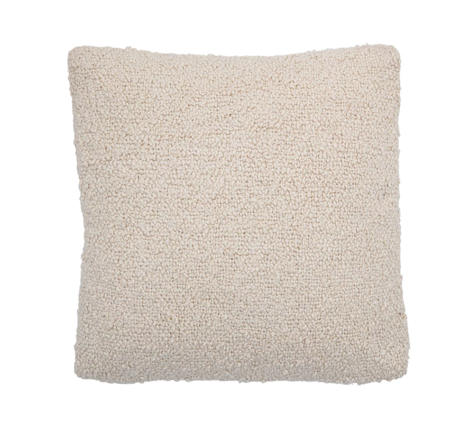 Bea Cotton Boucle Pillow, Ivory, 20&quot;