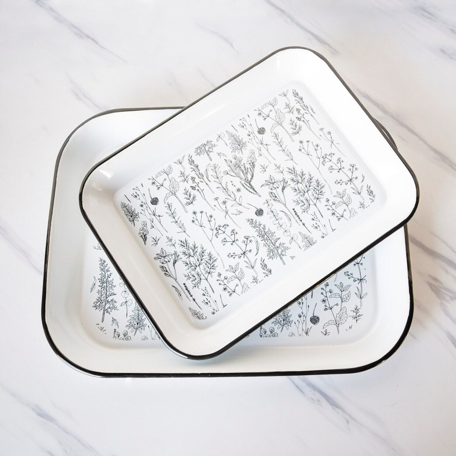 Floral Enamelware Tray, Large