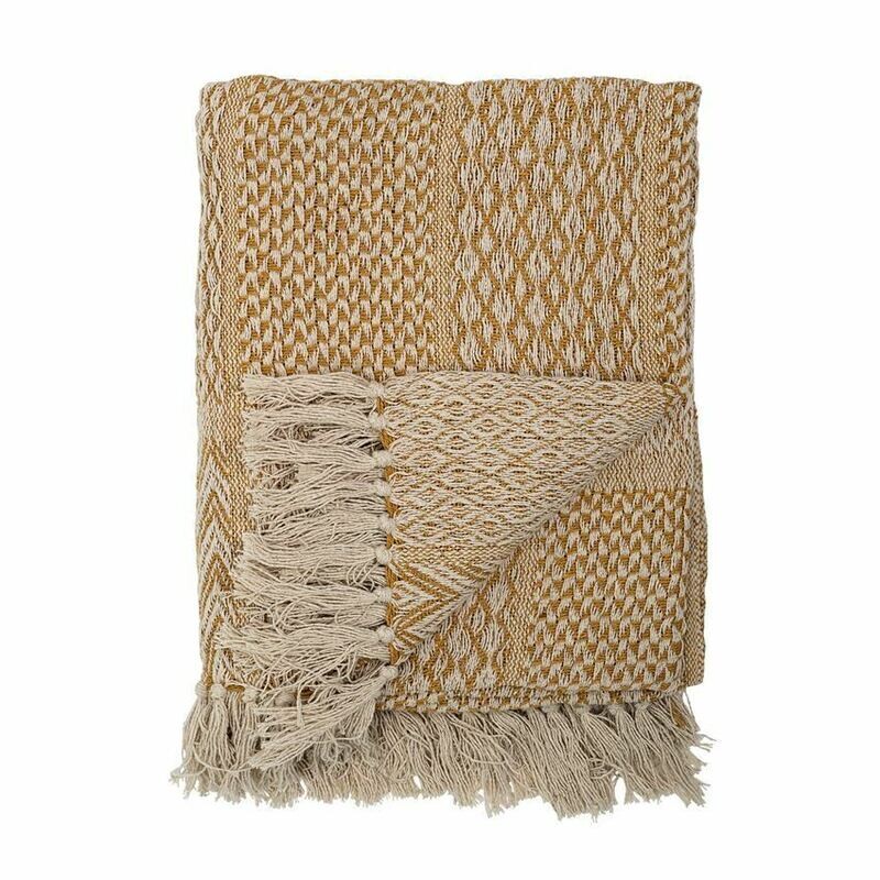 Patti Cotton Knit Throw Mustard