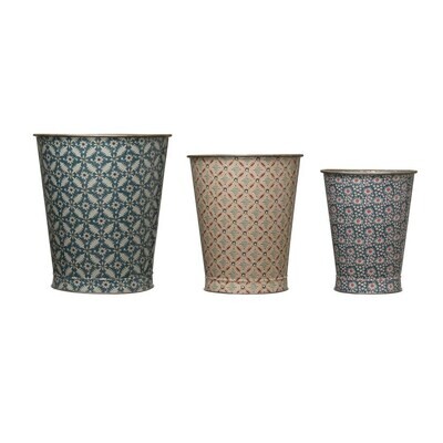 Metal Boho Pattern Bucket, Medium