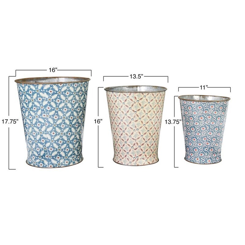 Metal Boho Pattern Bucket, Medium