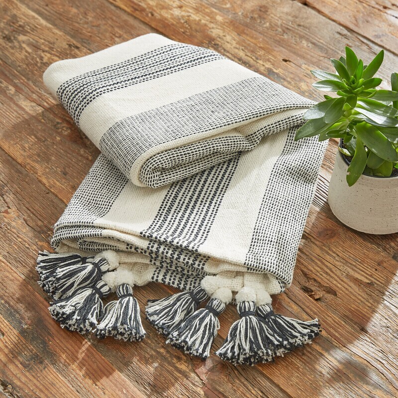 Raven Grey Stripe Throw