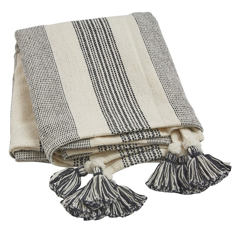 Raven Grey Stripe Throw