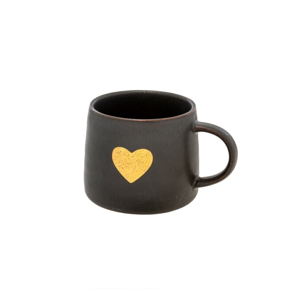 Black Mug W/Gold Heart