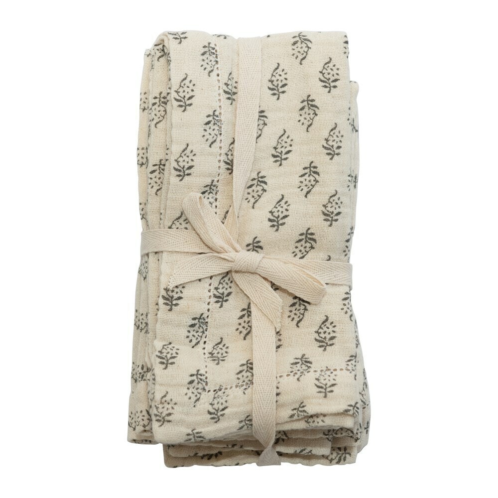 Cotton Napkins, Nat/Grey, Set Of 4