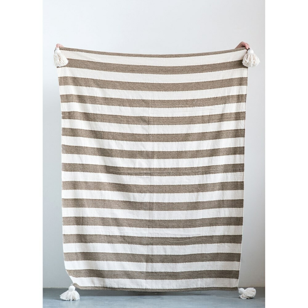 Missy Metallic Cotton Striped Throw