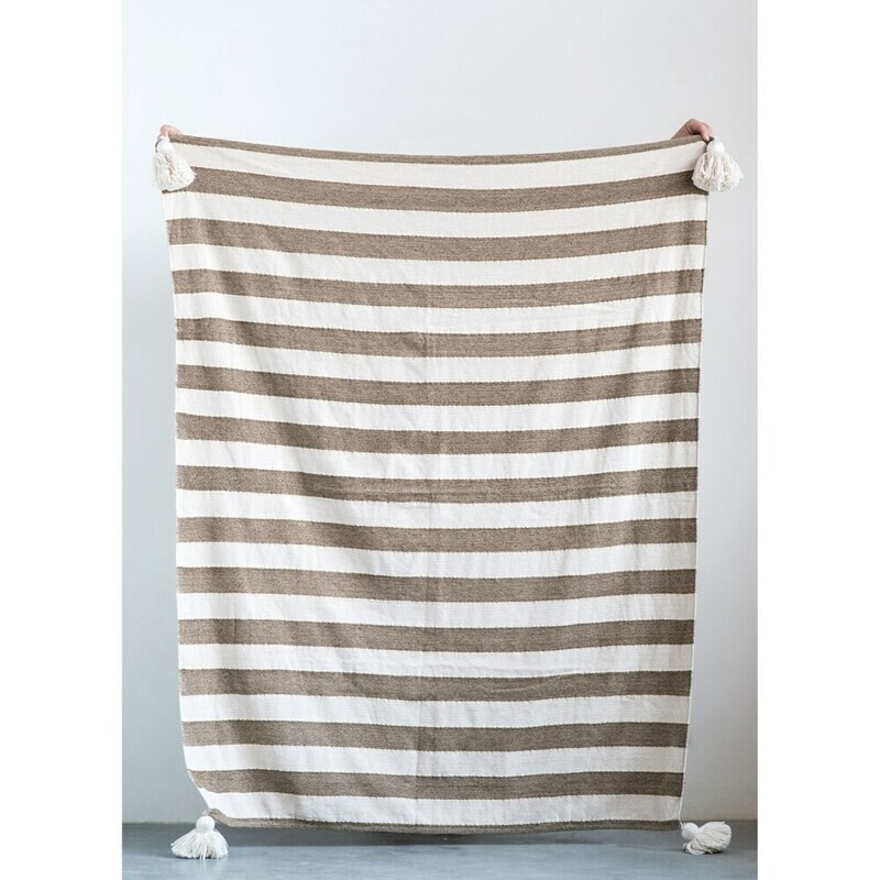 Missy Metallic Cotton Striped Throw