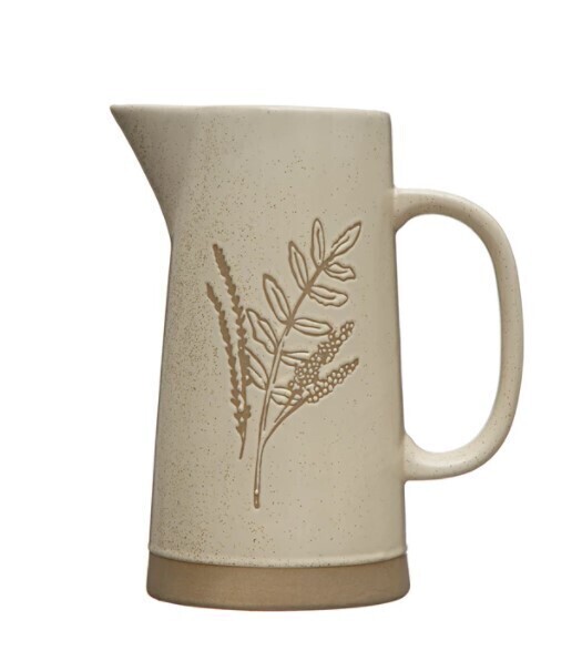 Botanical Reactive Glaze Stoneware Pitcher