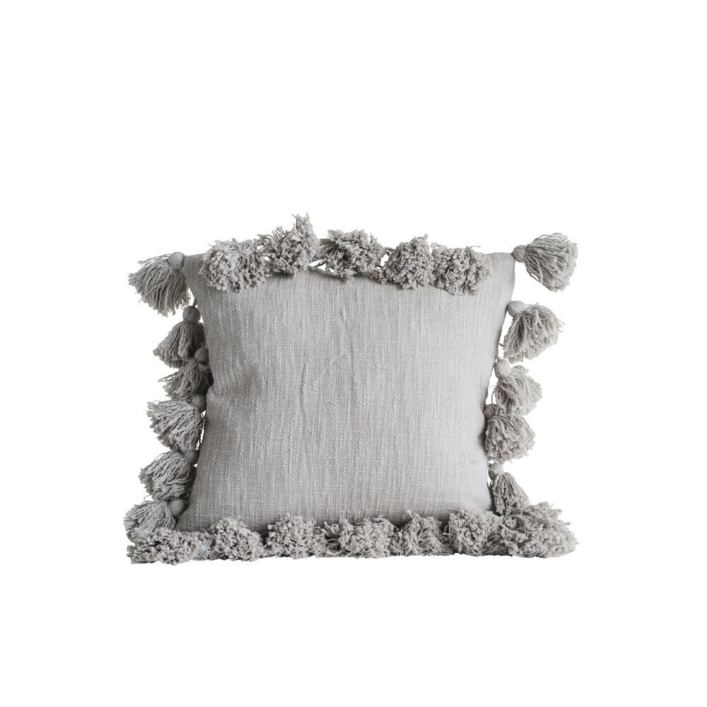 Maggie Tasseled Pillow, Grey, 18&quot;