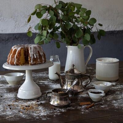 11" Footed Cake Plate, White