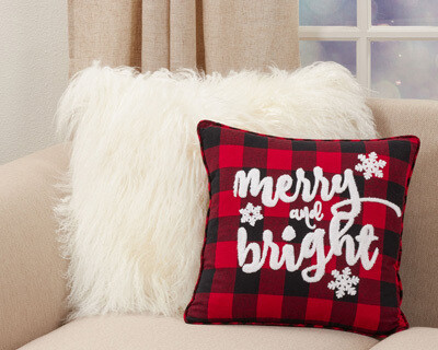 Red Buffalo Plaid Merry & Bright Pillow, 16"
