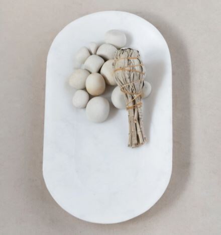White Marble Oval Tray