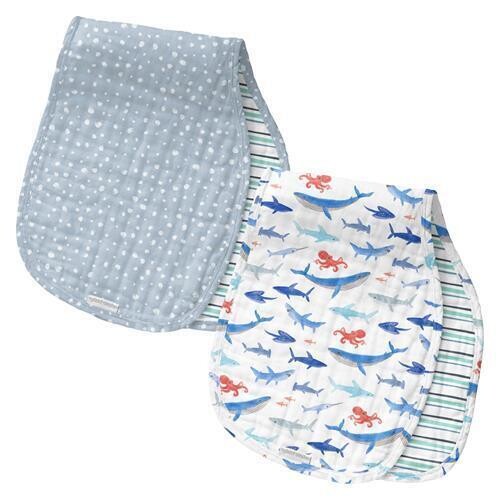 Muslin Burp Cloth Set Of 2, Shark