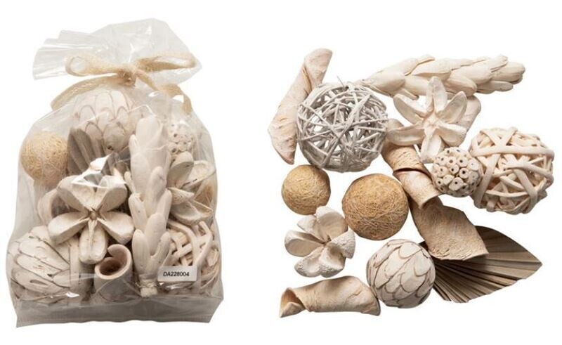 Dried Botanical Bowl Decor, Ivory