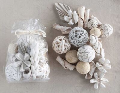 Dried Botanical Bowl Decor, Ivory