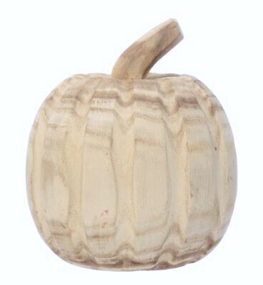 Wood Carved Round Pumpkin