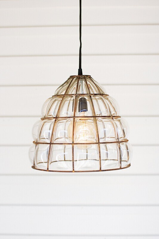 Caged Glass Pendant Light
