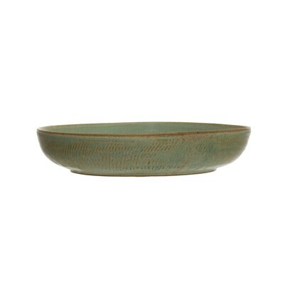 Round Stoneware Serving Bowl, Green