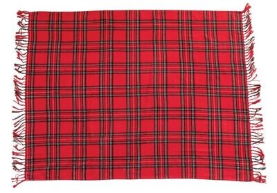 Brushed Cotton Plaid Throw, Red & Black