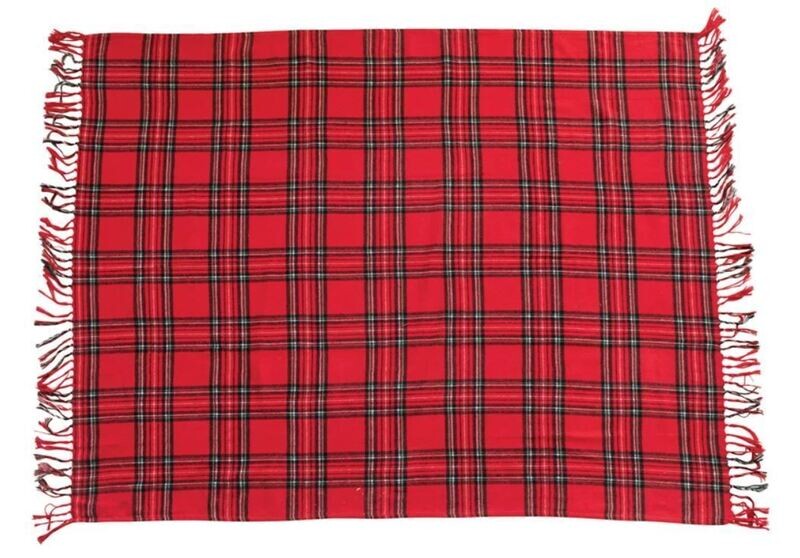 Brushed Cotton Plaid Throw, Red &amp; Black