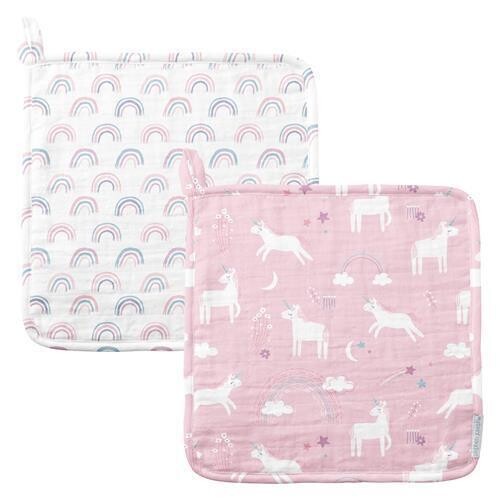 Muslin Washcloth Set Of 2, Unicorn