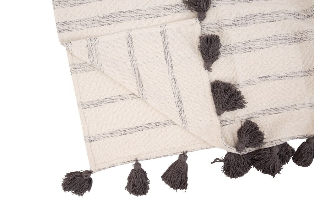 Rachel Cotton Striped Throw W/ Tassels