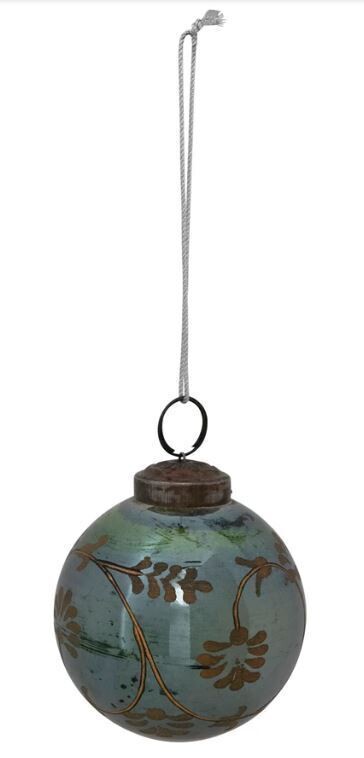 Green Etched Glass Ornament