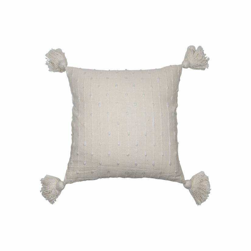 Kira Handwoven Pillow, White 18x18