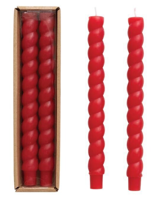 Red Twisted Pillar Candles