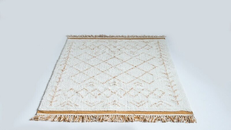 Libby Cotton Tufted Rug Natural &amp; Mustard 4x6