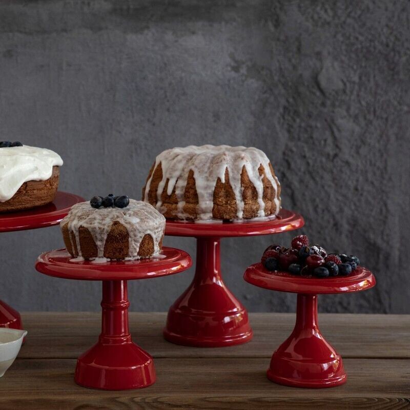 11" Footed Cake Plate, Red