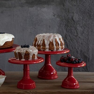 11" Footed Cake Plate, Red