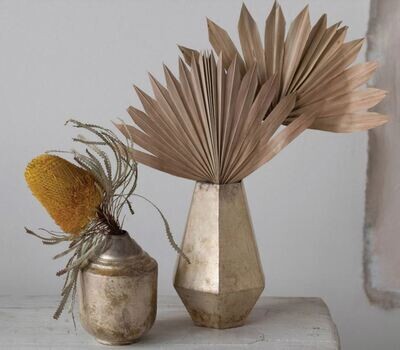 Gold Metal Vase - 7 3/4" H