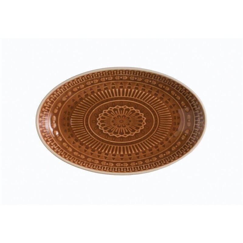 9&quot; Stoneware Oval Dish, Sienna