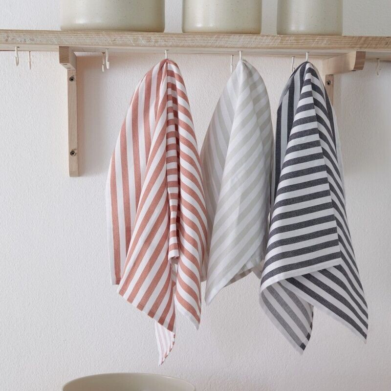 Cotton Dish Towel, Dove Stripe