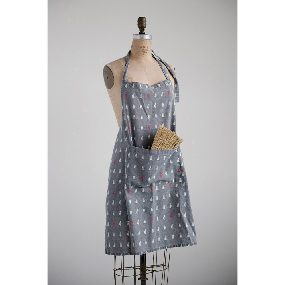 Grey Christmas Tree Apron