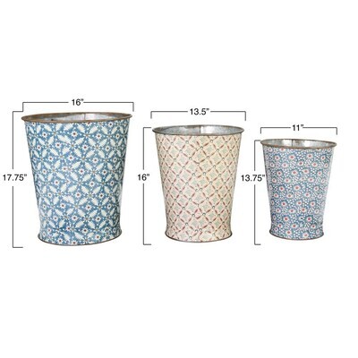 Metal Boho Pattern Bucket, Large