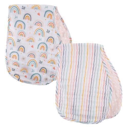 Muslin Burp Cloth Set Of 2, Rainbow