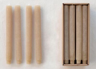 Pleated Taper Candle, Linen, Unscented