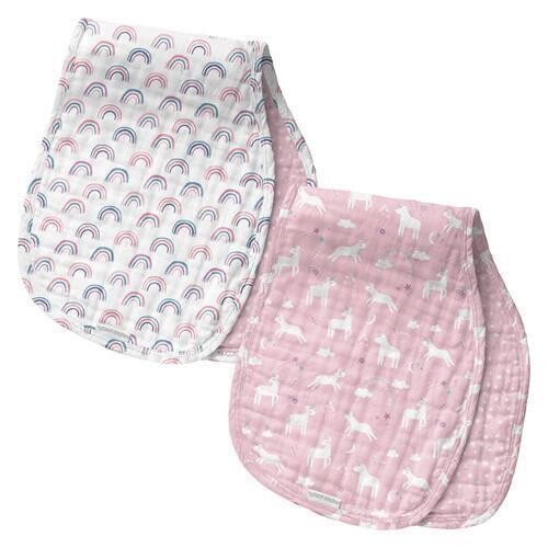 Muslin Burp Cloth Set Of 2, Unicorn
