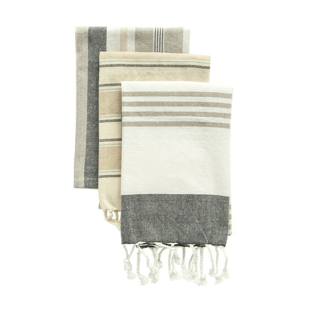 Cotton Striped Tea Towel Set Of 3