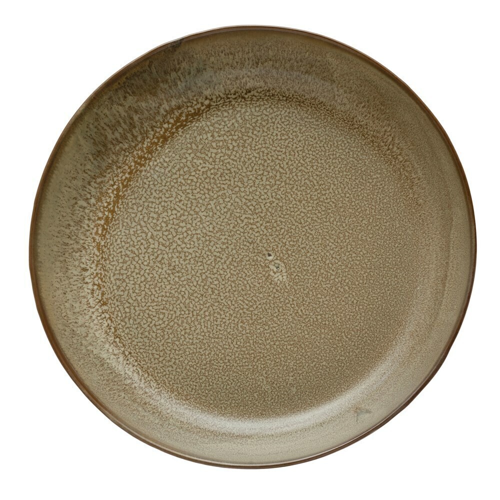 13" Round Stoneware Serving Bowl, Brown
