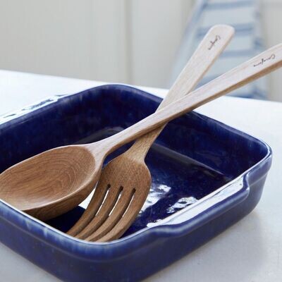 Oak Wood Spoon &amp; Fork Set