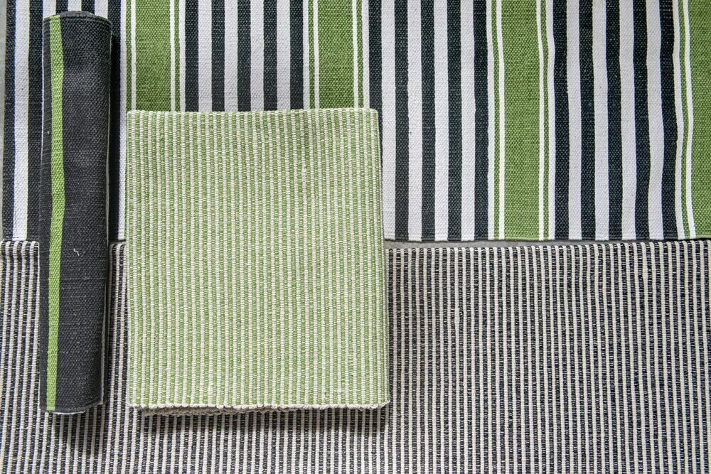 Holly Cotton Striped Dhurrie Rug, Green