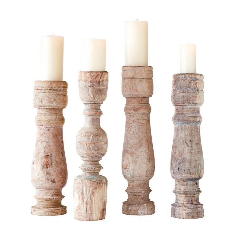 Reclaimed Wood Vintage Table Leg Candle Holder