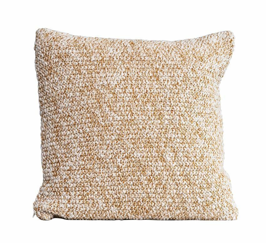 Cyndi Cotton Knit Pillow, Mustard, 18x18